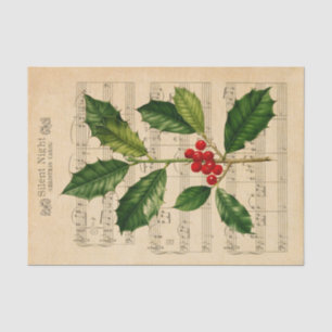 Ephemera Silent Night Christmas Carol Decoupage Tissue Paper
