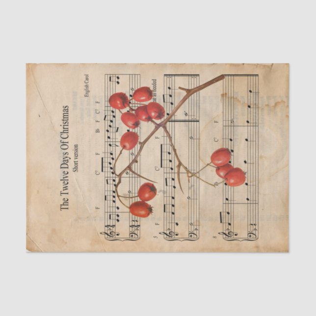 Ephemera The Twelve Days of Christmas Decoupage  Tissue Paper (Front)