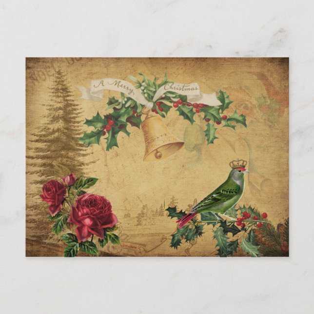 Ephemera Vintage Decoupage Christmas Holiday Postcard (Front)