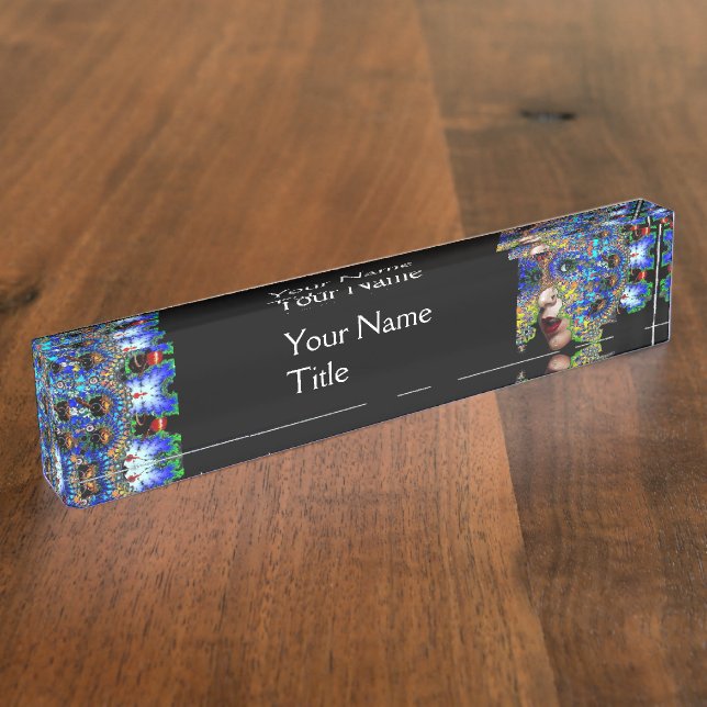 EPHEMERAL /COLORFUL FRACTAL MASK IN BLUE BLACK NAMEPLATE (Side)