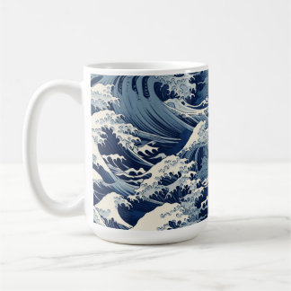 Ephemeral Crests: Hokusai Waves Reimagined Coffee Mug