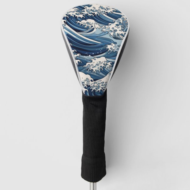 Ephemeral Crests: Hokusai Waves Reimagined Golf Head Cover (Front)