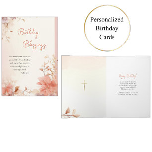 Ephemeral Dark Peach Flowers Orthodox Birthday Card