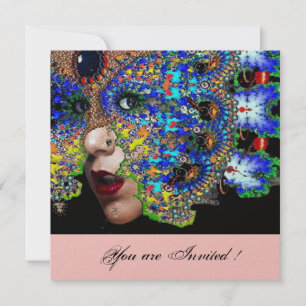 EPHEMERAL masquerade costume ball ,gold,pink Invitation