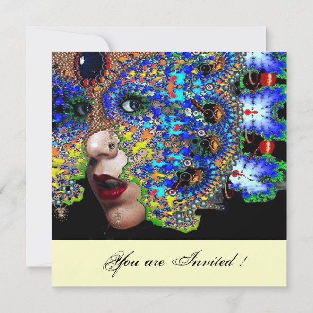 EPHEMERAL masquerade costume ball ,white champagne Invitation (Front)