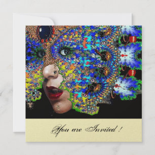 EPHEMERAL masquerade costume ball ,white champagne Invitation