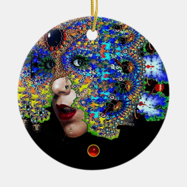 EPHEMERAL , Red Ruby , Blue Sapphire Ceramic Tree Decoration (Front)