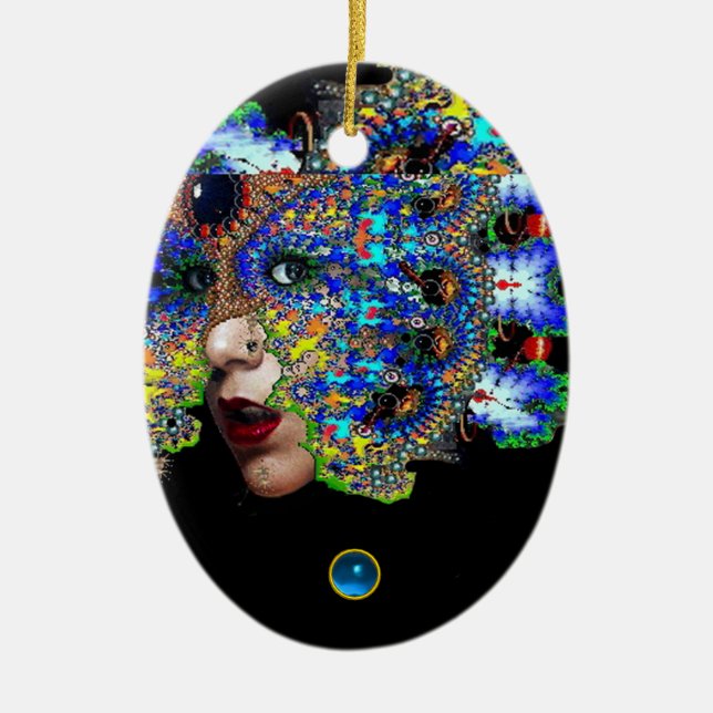 EPHEMERAL , Red Ruby , Blue Sapphire Ceramic Tree Decoration (Front)