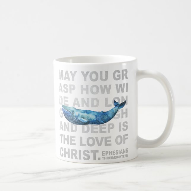 Ephesian 3:18 Scripture Watercolor Whale Mug (Right)