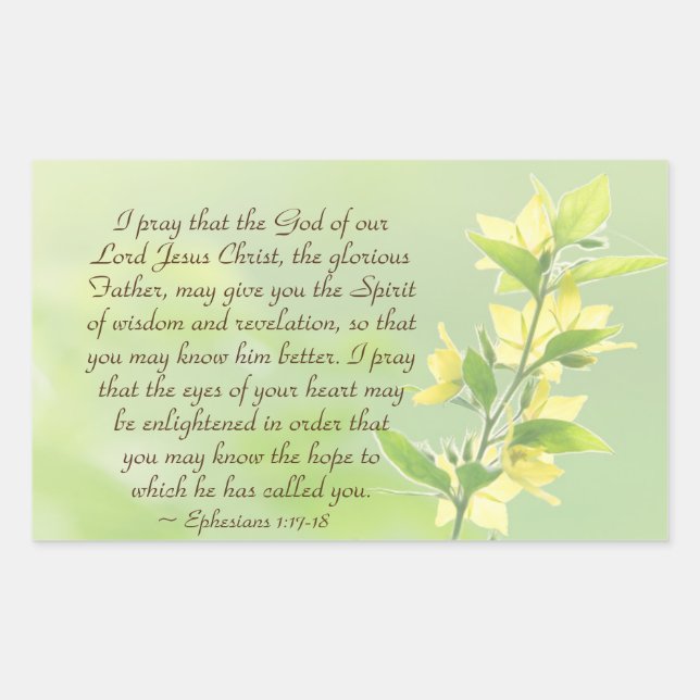 Ephesians 1:17-18 Spirit of Wisdom and Revelation Rectangular Sticker (Front)