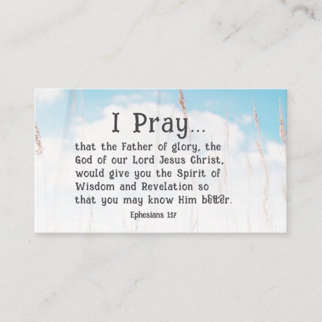 Ephesians 1:17 Bible Prayer for Wisdom Revelation Business Card (Front)