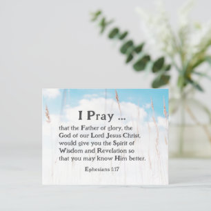 Ephesians 1:17 Bible Prayer for Wisdom Revelation  Postcard