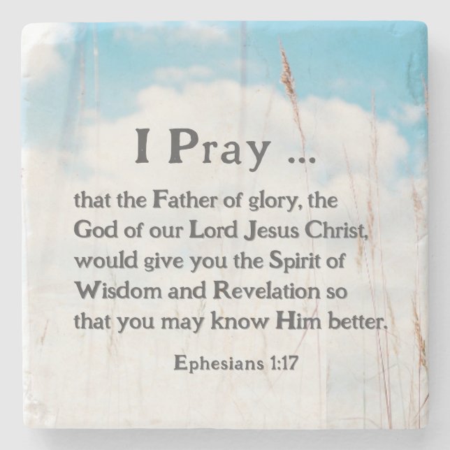 Ephesians 1:17 Bible Prayer for Wisdom Revelation Stone Coaster (Front)