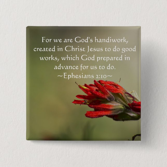 Ephesians 2:10 15 cm square badge (Front)