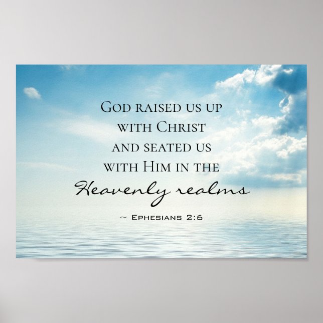 Ephesians 2:6 God raised us up with Christ, Bible Poster (Front)