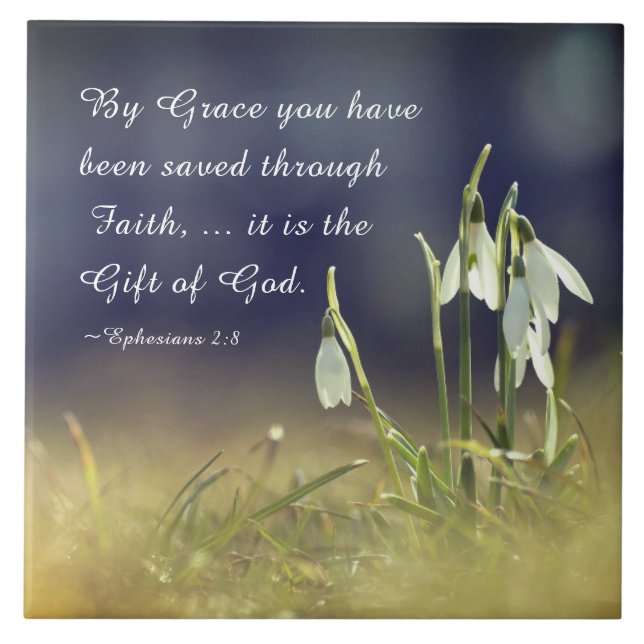 Ephesians 2:8 By Grace You Have Been Saved Bible Tile (Front)