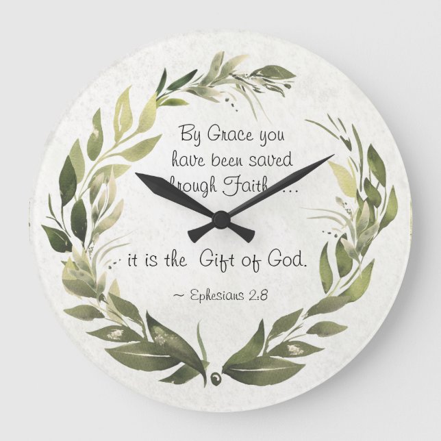 Ephesians 2:8 By Grace you have been saved Large Clock (Front)