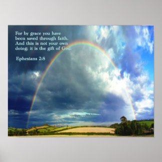 Ephesians 2:8 Rainbow Poster