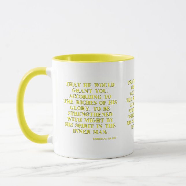 Ephesians 3:16 KJV Bible Verse Two-Tone Mug (Left)