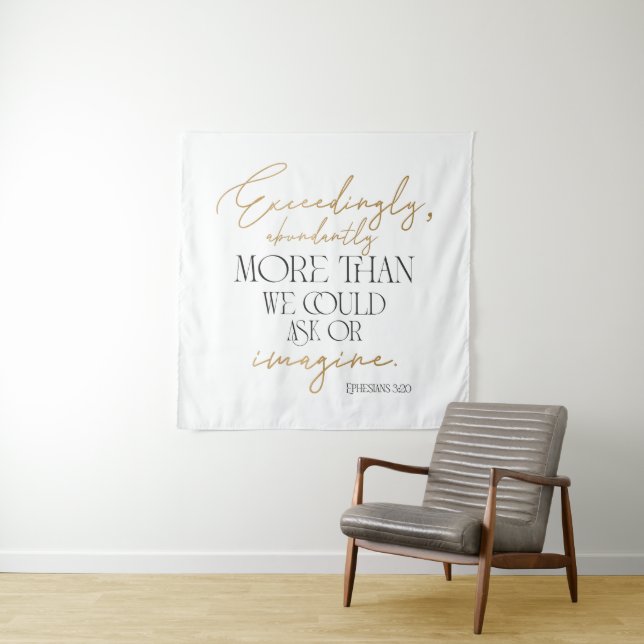 Ephesians 3:20 Bible Verse Black White Gold  Tapestry (In Situ)