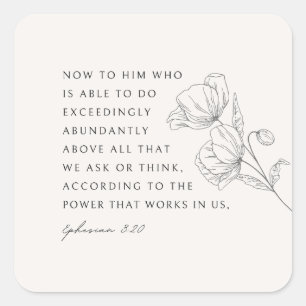 Ephesians 3:20 Exceedingly Abudantly Square Sticker