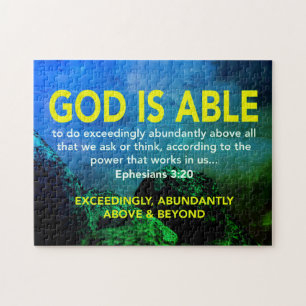 EPHESIANS 3:20 God Is Able Exceedingly BLUE Jigsaw Puzzle
