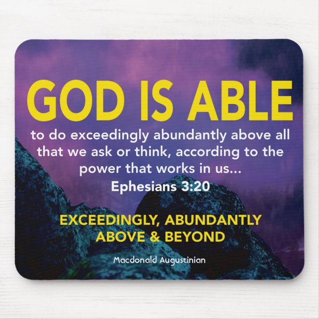 Ephesians 3:20 GOD IS ABLE Exceedingly Scripture Mouse Mat (Front)