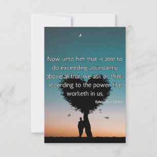 Ephesians 3:20 KJV Bible Verse Pic Flat Greeting Card