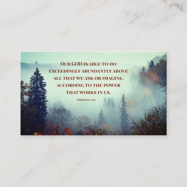 Ephesians 3:20 Our GOD is Able... Fall Forest  Business Card (Front)