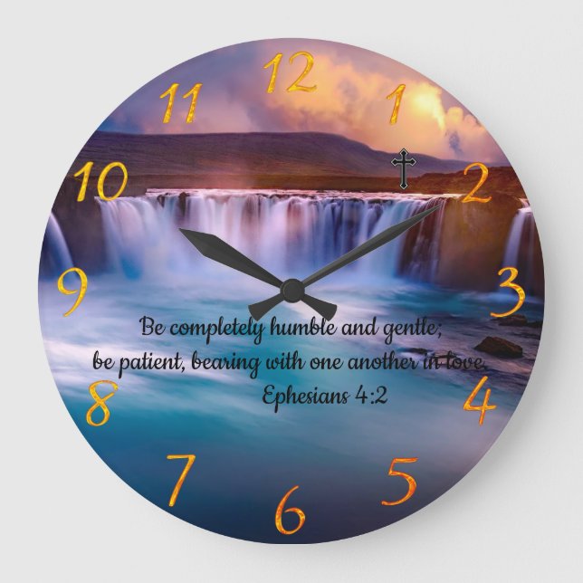 Ephesians 4:2 Christian Faith prayer  Large Clock (Front)