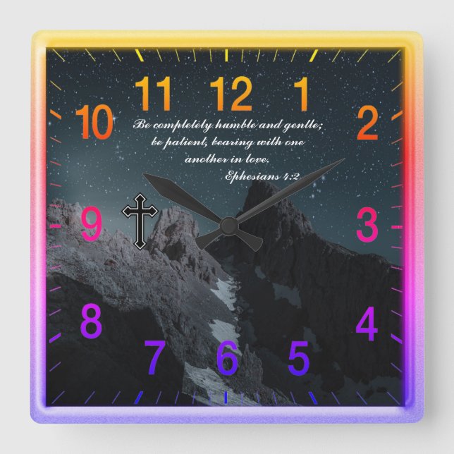 Ephesians 4:2 Christian Faith prayer Square Wall Clock (Front)