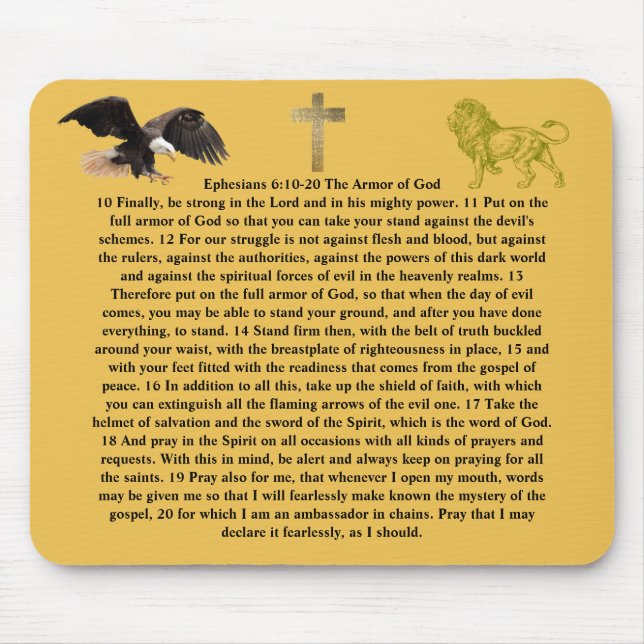 Ephesians 6:10-20 armour of GOD bible word faith Mouse Mat (Front)