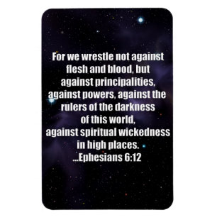 Ephesians 6:12 Bible Verse on Space Background Magnet
