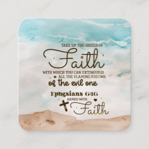 Ephesians 6:16 Take up the Shield of Faith Bible  Square Business Card