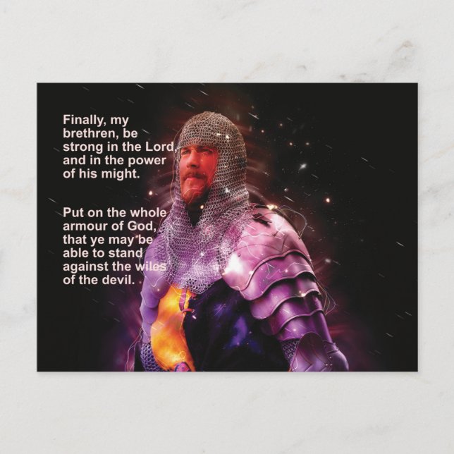 Ephesians 6 Bible Verse Put on the whole armour Postcard (Front)