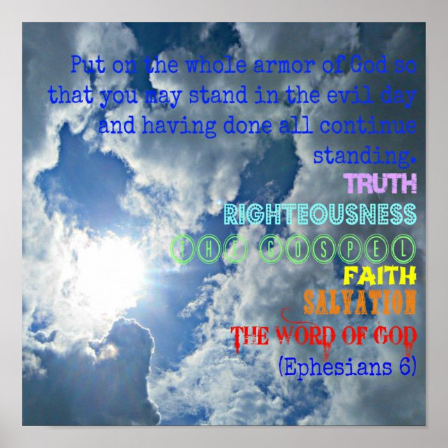 Ephesians Bible Put on the whole armour of God Poster (Front)