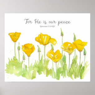 Ephesians Scripture California Poppy Flowers Poster