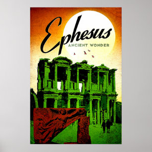 Ephesus, ancient wonder, Turkey, vintage travel Poster