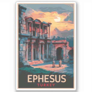 Ephesus Library of Celsus Travel Art Vintage