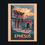 Ephesus Library of Celsus Travel Art Vintage Postcard<br><div class="desc">Ephesus in a vector art style. Ephesus is an ancient city in Turkey’s Central Aegean region,  near modern-day Selçuk. Its excavated remains reflect centuries of history,  from classical Greece to the Roman Empire.</div>