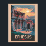 Ephesus Library of Celsus Travel Art Vintage Postcard<br><div class="desc">Ephesus in a vector art style. Ephesus is an ancient city in Turkey’s Central Aegean region,  near modern-day Selçuk. Its excavated remains reflect centuries of history,  from classical Greece to the Roman Empire.</div>