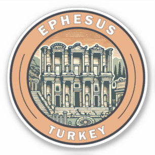 Ephesus Turkey Illustration Travel Art Badge