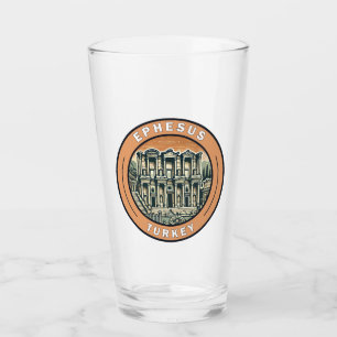 Ephesus Turkey Illustration Travel Art Badge Glass