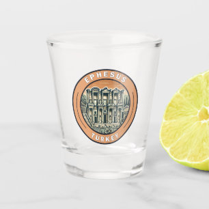 Ephesus Turkey Illustration Travel Art Badge Shot Glass