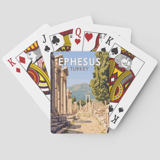 Ephesus Turkey Travel Art Vintage Playing Cards (Back)