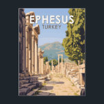 Ephesus Turkey Travel Art Vintage Postcard<br><div class="desc">Ephesus in a vector art style. Ephesus is an ancient city in Turkey’s Central Aegean region,  near modern-day Selçuk. Its excavated remains reflect centuries of history,  from classical Greece to the Roman Empire.</div>