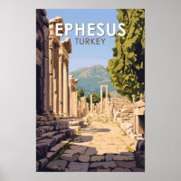 Ephesus Turkey Travel Art Vintage