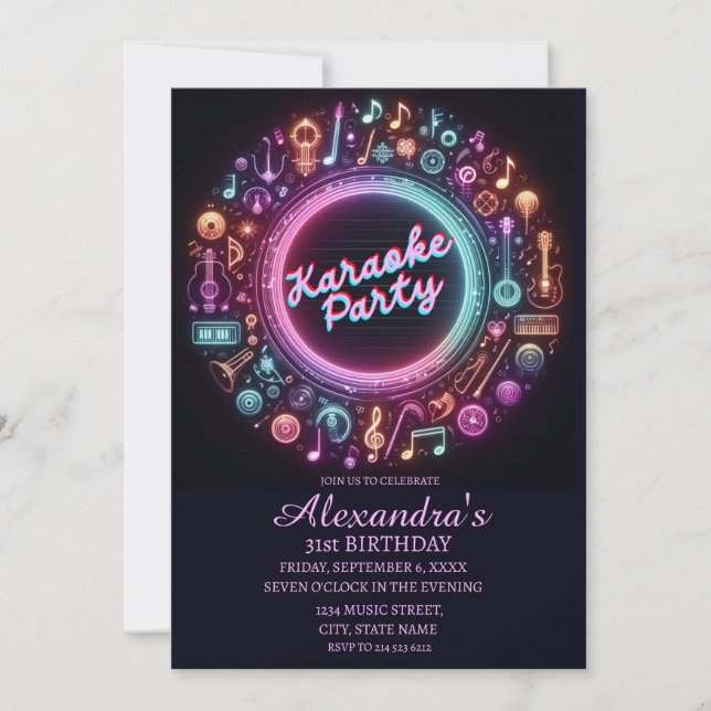 Epic 31st birthday Karaoke Party Invitation (Front)