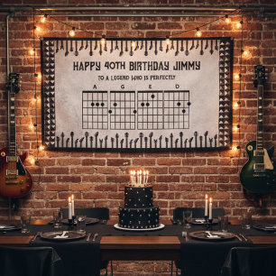 Epic 40th Birthday Banner Rockstar Guitar Chords