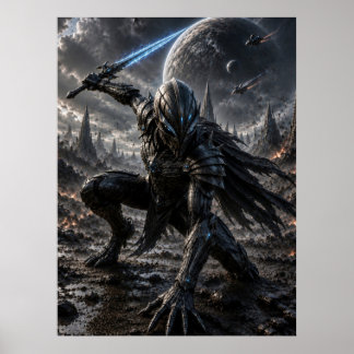 Epic Alien Knight in a Distant Galaxy Poster